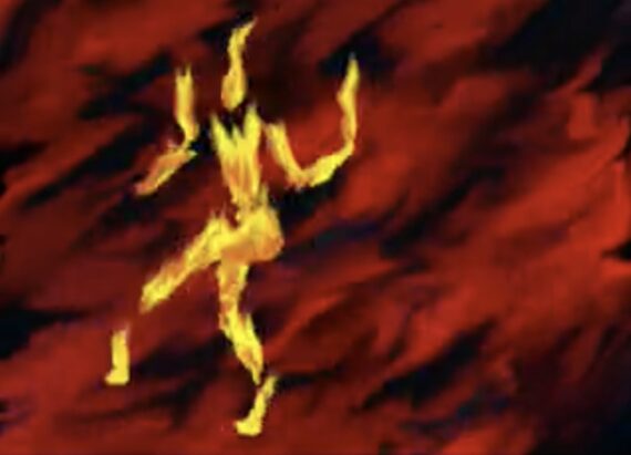 fire dancing man illustration