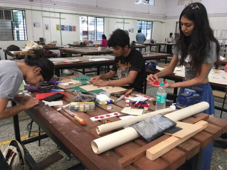Some of my students at prototyping a game during a workshop at Srishti School of Art, Design and Technology, Bangalore, 2019-2