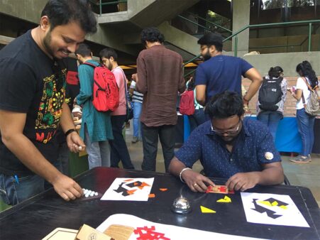 There is always a colourful display that engages the participants and invites them to try different mind bending puzzles at the International Animation Film Festival “Chitrakath