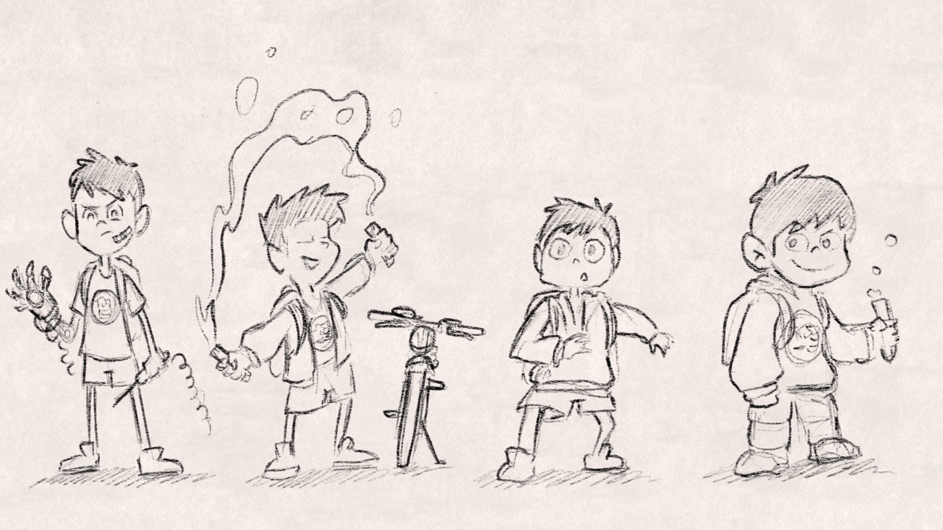 Rough character design sketches at Disney